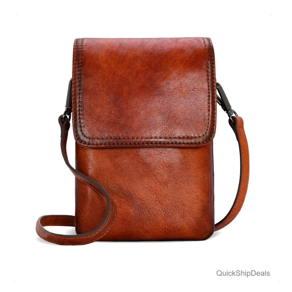 Leather Crossbody Bag RFID Blocking Anti-Theft Small Purse Adjustable Strap